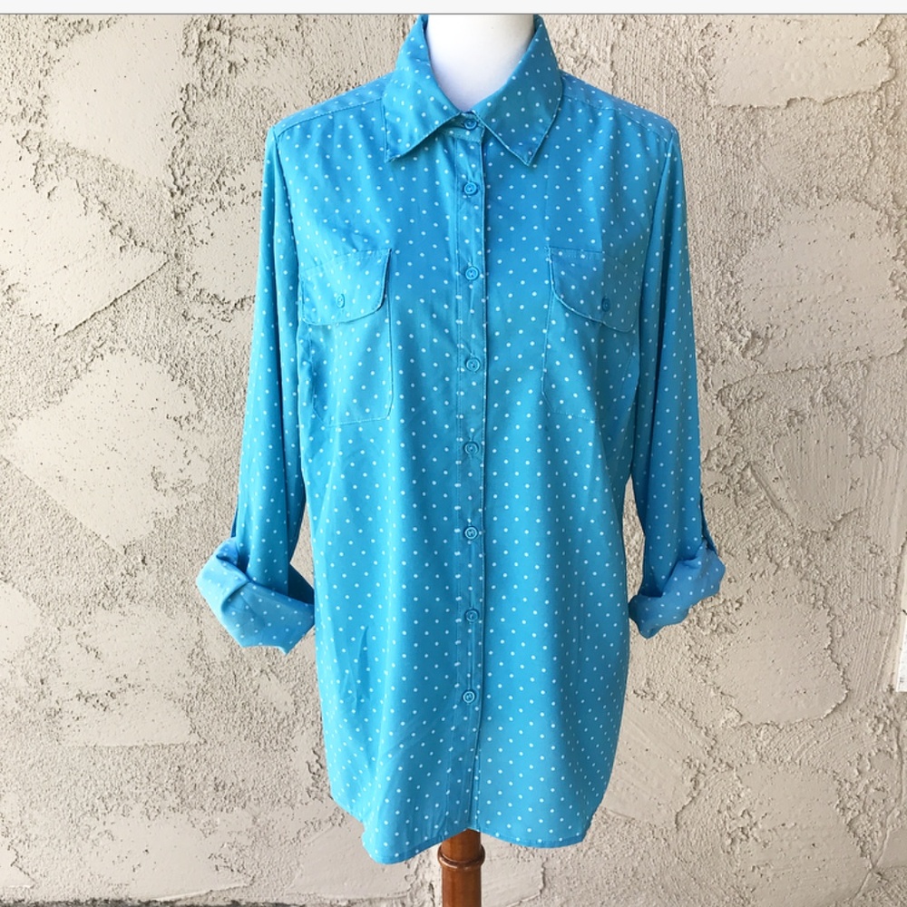 Kate and Mallory Blue White Polka Dot 1X